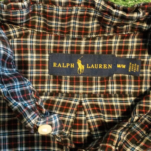 POLO RALPH LAUREN MENS BUTTON DOWN SHIRT CASUAL PLAID BLUE RED LONG SLEEVE SZ M - Picture 3 of 6